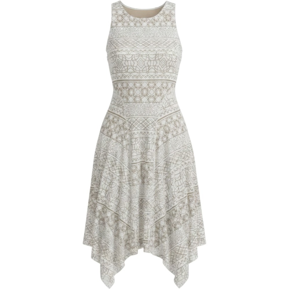 ana A New Approach Handkerchief Dress Womens Large White Floral Round Neck